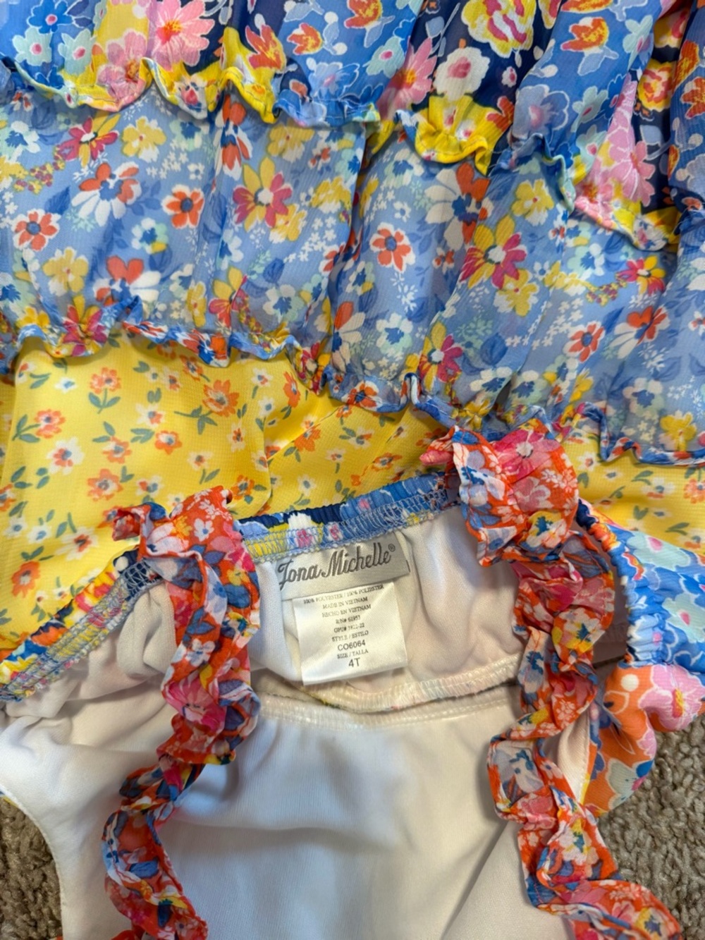 2 dresses size 4 Jona Michelle Coral Floral Ruffle Tie-Shoulder Dresses - Picture 7 of 8